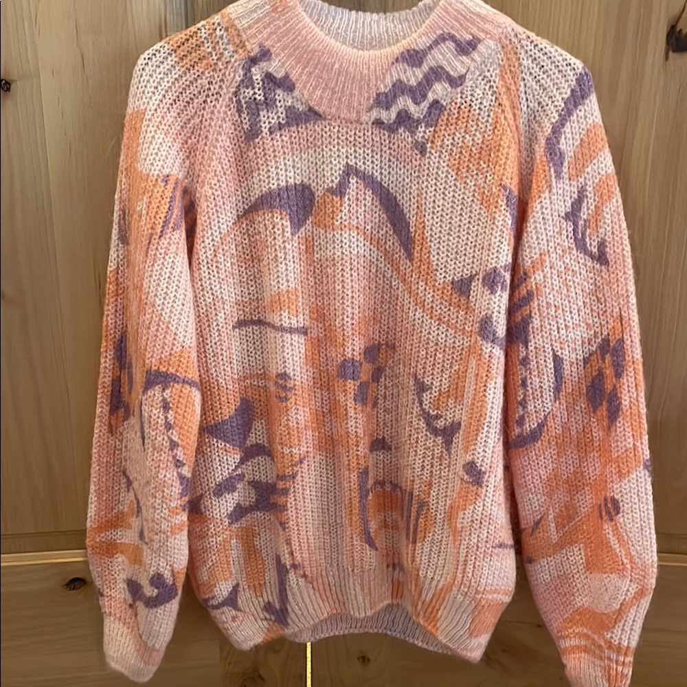 FRNCH Pink and Orange Crewneck Sweater